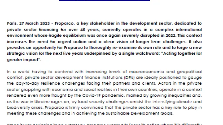 Press release Proparco Strategy