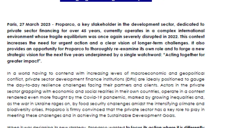 Press release Proparco Strategy